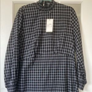 Plaid Long Sleeve Mid Dress